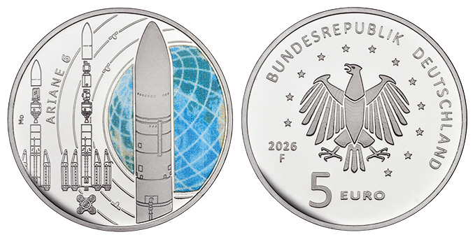DEUTSCHLAND 5 EURO 2026 "ARIANE 6" UNC UND PP IN MÜNZKAPSEL ZUM AUSSUCHEN